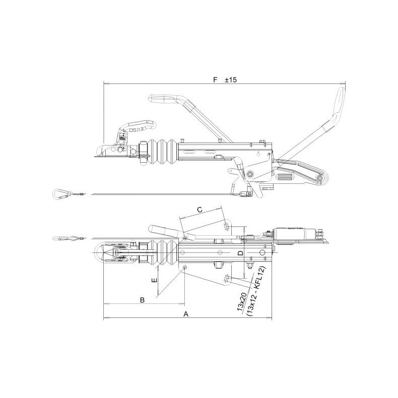 P&aring;l&oslash;bsbremse Knott KFL20-A inkl. KS25 stabilisator